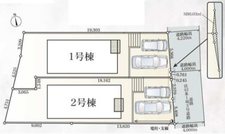 【区画図】 | 瀬谷区宮沢2丁目  2号棟 第26 | 2号棟　東側約4.0ｍ～約4.2ｍ公道　駐車並列2台（車種によります）　敷地面積39.7坪