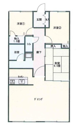 日光ハイツ加古川壱番館　　　山陽電鉄「浜の宮駅」徒歩13分の間取り