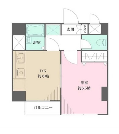 ワイズコープの間取り|東向きの1DKバストイレ別
