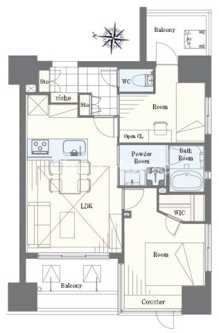 クローバー亀戸の間取り|6階部分・3方角部屋につきまして日当たり・通風・眺望良好。新規リノベーションマンション。