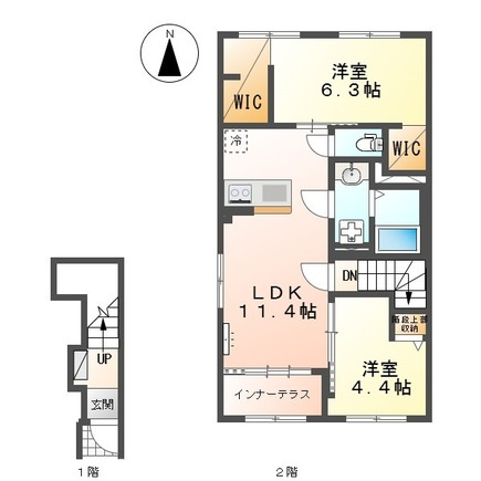 東広島市高屋町桧山　賃貸アパート新築工事の間取り