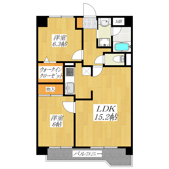クレスト王子Ⅰの間取り|振り分けタイプの２LDK☆