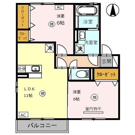 リビングタウン灯明寺　Bの間取り