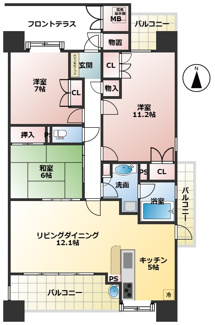 【間取り】 | モアグレース西岐阜Ⅱ4階角部屋！お風呂の窓・勝手口あります♪ペット飼育可能なマンション！2匹まで！ | モアグレース西岐阜Ⅱ4階角部屋！お風呂の窓・勝手口あります♪ペット飼育可能なマンション！2匹まで！