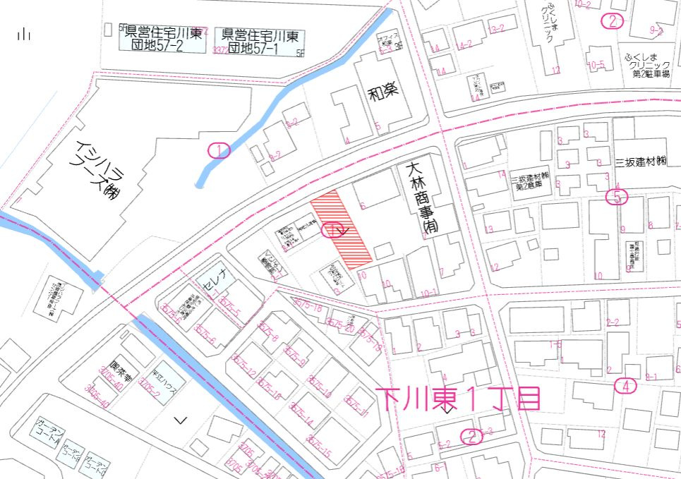 都城市下川東１丁目の売地の土地図