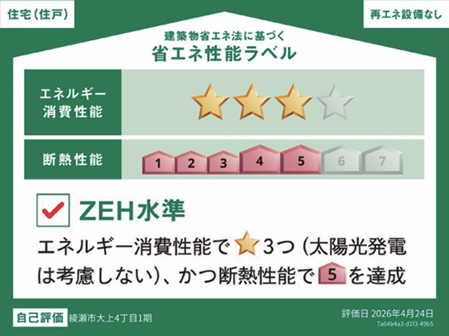 【省エネ性能ラベル】 | 綾瀬市大上4丁目1期 新築戸建 全1棟