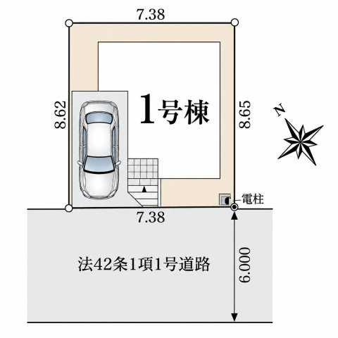 福生市北田園1丁目　新築戸建全1棟の区画図