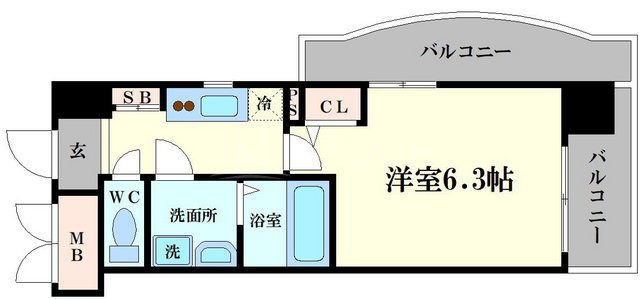 エス・キュート上本町イーストの間取り