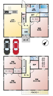 【間取り】 | 加古川市別府町新野辺　一戸建て | 2699万円、4LDK+S（納戸）、土地面積166.81平米、建物面積133.66平米 ◆大和ハウス施工軽量鉄骨◆
◆土地50坪以上◆建坪40坪以上◆
◆内外装リフォーム施工済◆