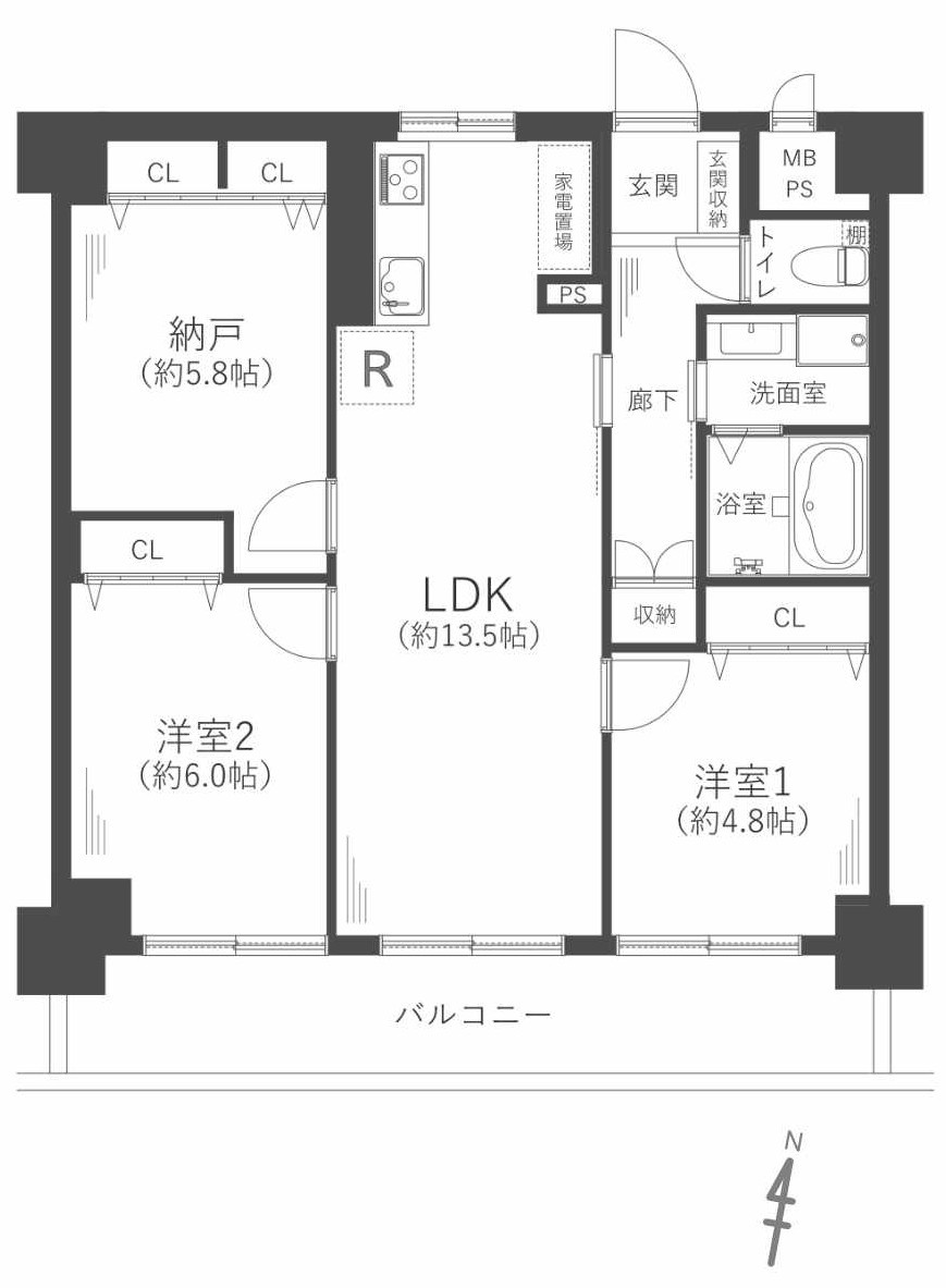 万葉ハイツ小阪菱屋西の間取り