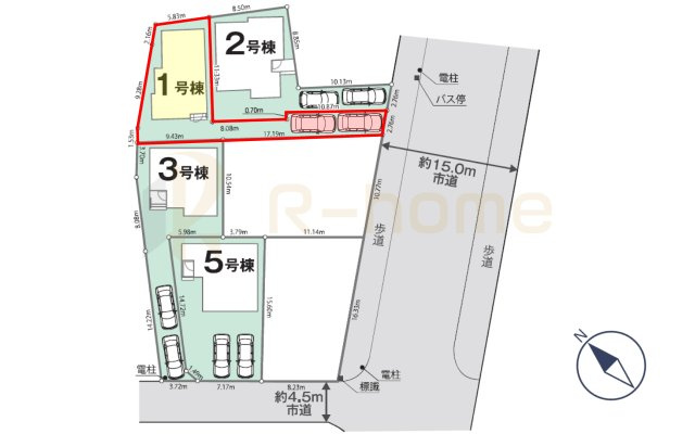 土浦市中央2丁目1期　新築戸建て　1号棟の区画図|大きなお買い物だからこそ、メリット・デメリットを伝えさせて頂きます。
R-homeにお任せください♪