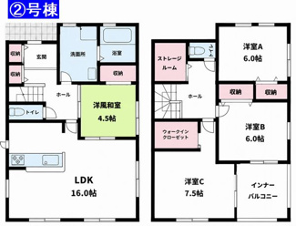 【間取り】 | ☆☆新築分譲　いわき市内郷白水町　長期優良住宅　全４棟！！　 | 2号棟