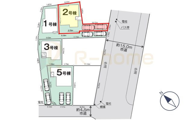 土浦市中央2丁目1期　新築戸建て　2号棟の区画図|大きなお買い物だからこそ、メリット・デメリットを伝えさせて頂きます。
R-homeにお任せください♪