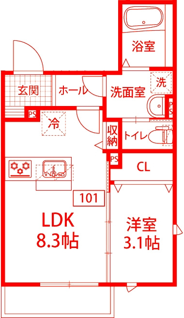 平塚市松風町のアパートの間取り
