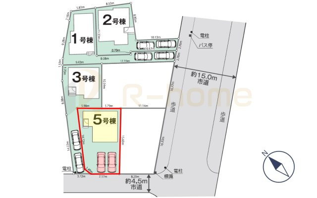 土浦市中央2丁目1期　新築戸建て　5号棟の区画図|大きなお買い物だからこそ、メリット・デメリットを伝えさせて頂きます。
R-homeにお任せください♪