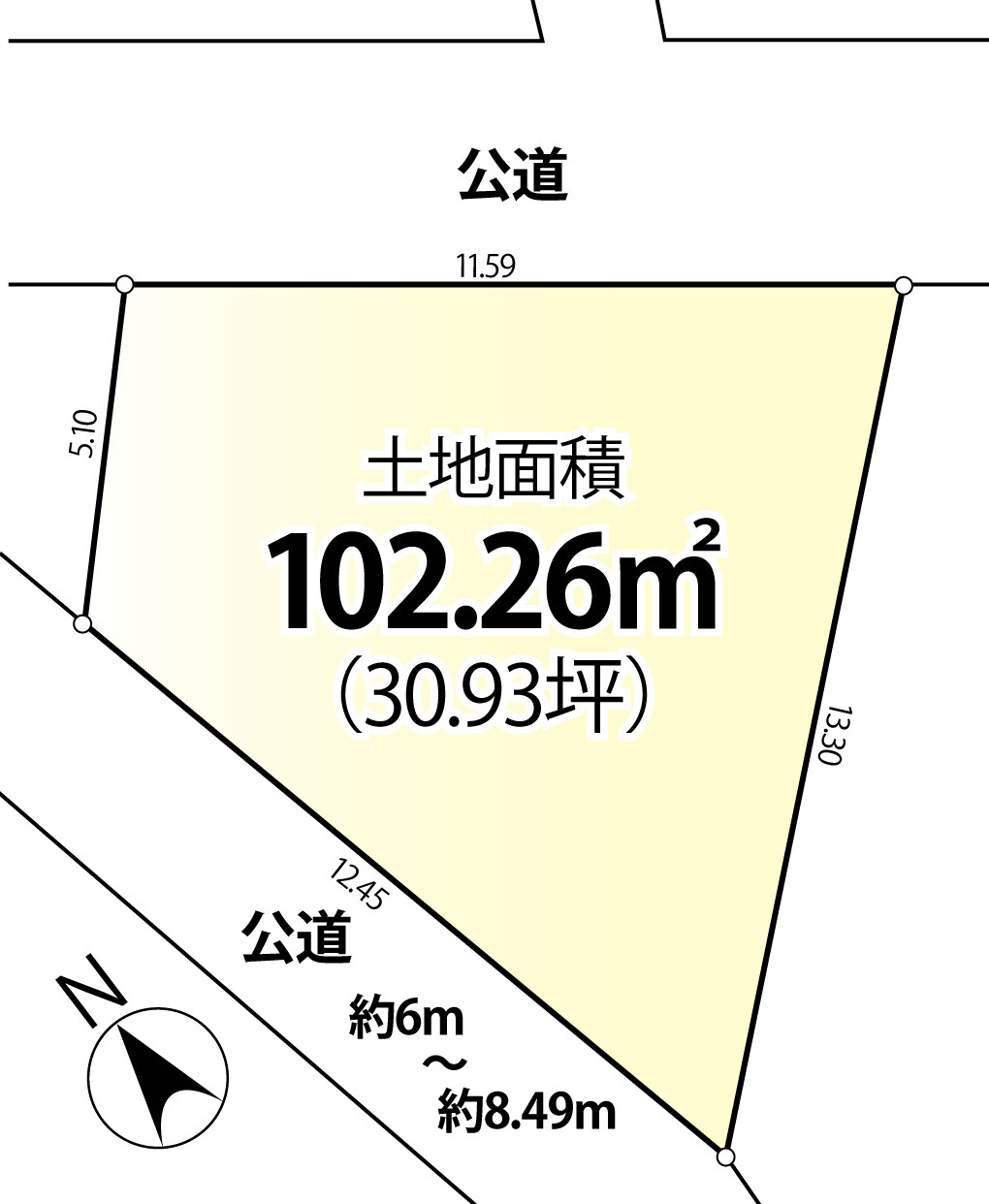 町田市成瀬6丁目　土地30坪超×両面道路　建築条件なし売地の画像