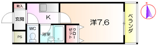 【間取り】 | ベルデ堺東 | １Ｋ
