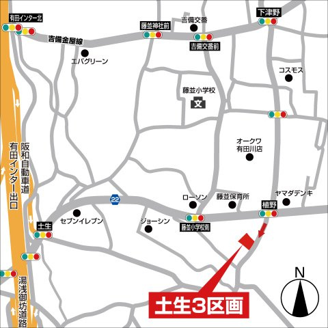 ライフフィールド有田川町土生3区画の地図