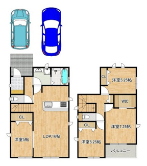 【間取り】 | 日置荘原寺町　新築一戸建 | 【土地約３６．１３坪】並列に駐車２台可能！セカンドカーや来客時にも安心！