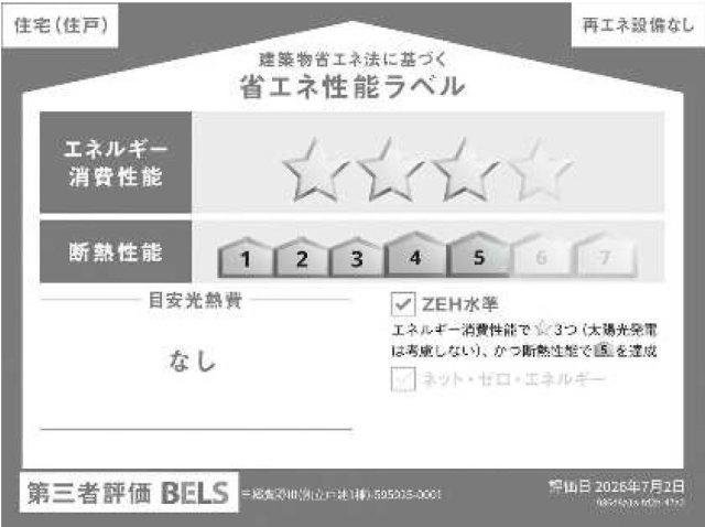 三郷市鷹野3丁目　新築戸建の省エネ性能ラベル|※特定の住戸の性能を示すものであり、全ての住戸の性能を示すものではありません。