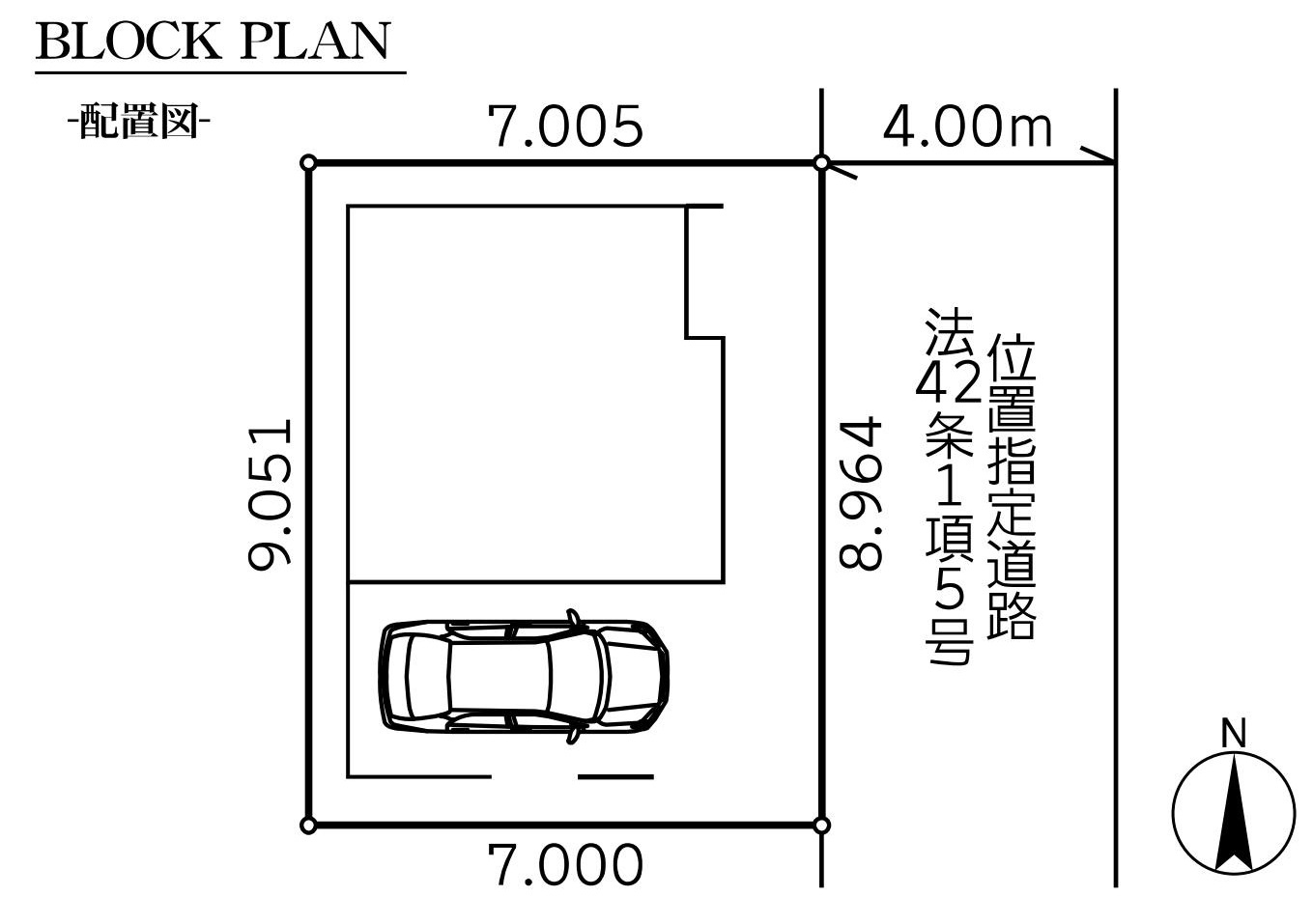 三郷市鷹野3丁目　新築戸建の区画図|ビルトインガレージ付きの整形地