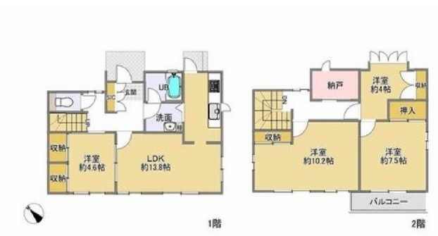 神戸市西区月が丘５丁目　中古戸建の間取り