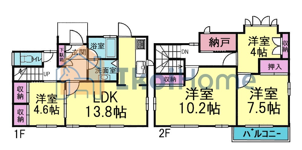 神戸市西区月が丘５丁目　中古戸建の間取り|●年中無休：当日予約可●LDK13.8帖の横に4.6帖の洋室がありますので、広くご使用いただけます！