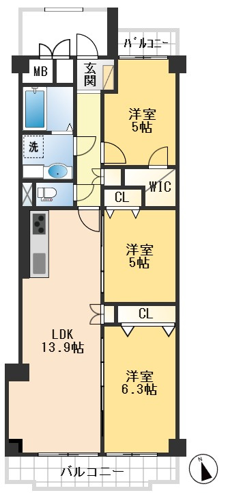 緑地東ロイヤルマンションの間取り