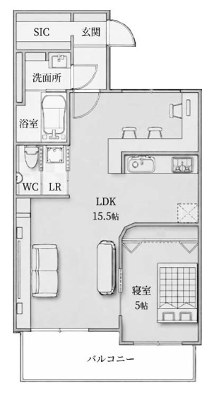 【間取り】 | ライトコート嵯峨 | 専有面積51.06㎡