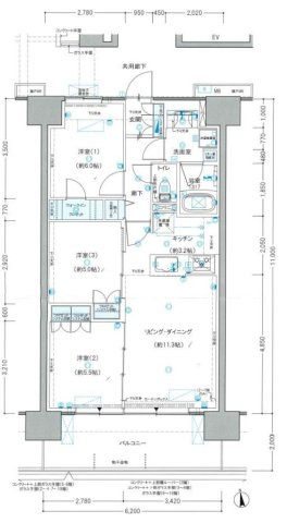レーベン宮崎 one  towerの間取り
