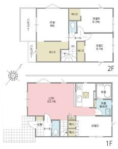 蓮田市馬込1期　新築一戸建て　01　クラフトピットの間取り|3つのWIC完備でタンスいらずの衣類収納が叶います！