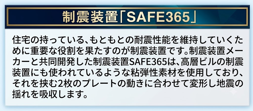昭島市昭和町3丁目　新築戸建全4棟のその他|制振装置「SAFE365」搭載！地震の揺れを吸収し、住まいを守る安心設計。