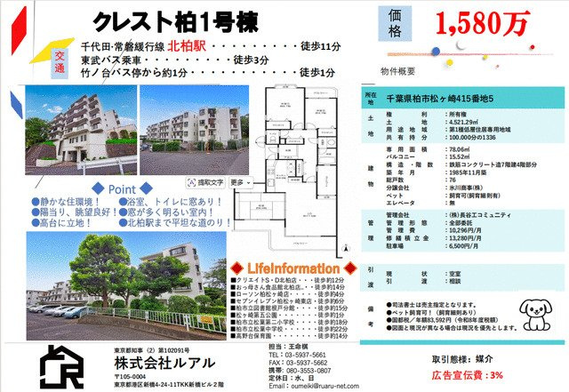 クレスト柏１号棟の地図