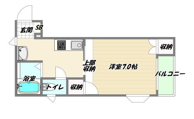 大阪市東淀川区柴島２丁目の賃貸マンションの間取り