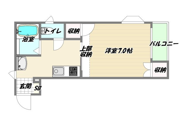 大阪市東淀川区柴島２丁目の賃貸マンションの間取り