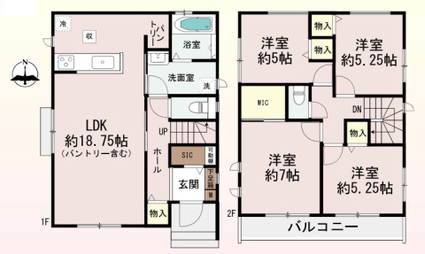 宝塚市末成町　新築一戸建ての間取り|A号地