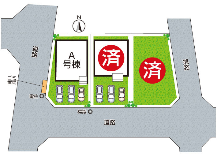5日(土)6日(日)現地ご見学可能！　宝塚市末成町　ラスト1邸の区画図|全3区画
