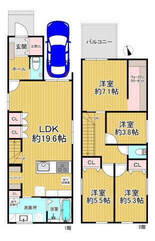 堺市西区浜寺諏訪森町中2丁新築戸建の間取り