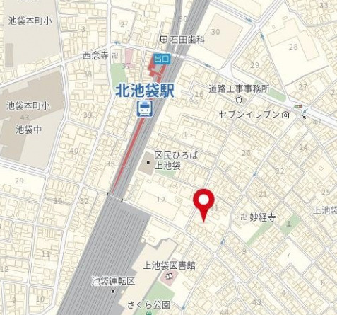 豊島区上池袋３丁目の賃貸マンションの地図