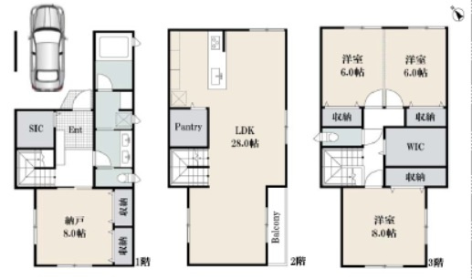 渋谷区千駄ヶ谷　建築条件付売地の参考プラン|LDK28帖以上の4LDK　延床；162.29㎡　建物参考価格；3665万円