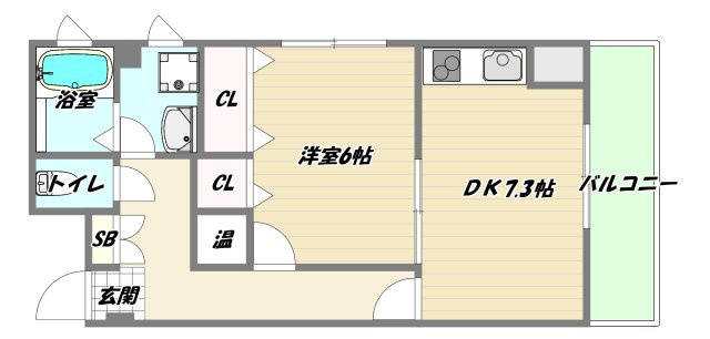 大阪市東淀川区柴島２丁目の賃貸マンションの間取り