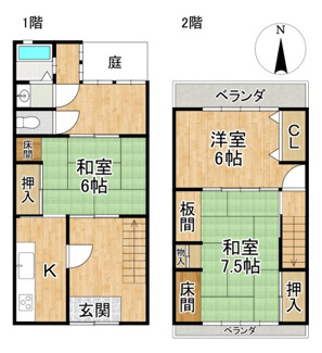 【間取り】 | 衣笠総門町貸家