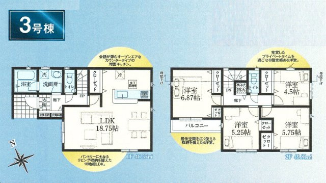 昭島市昭和町4丁目　新築戸建全6棟の間取り