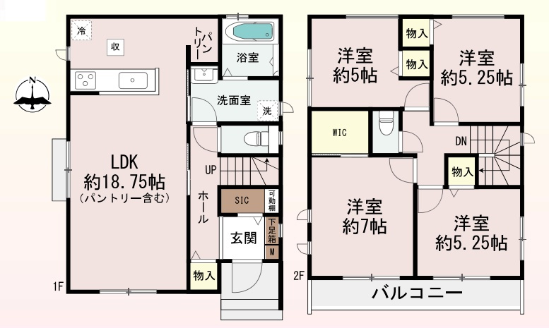 宝塚市末成町　新築一戸建ての間取り|A号地