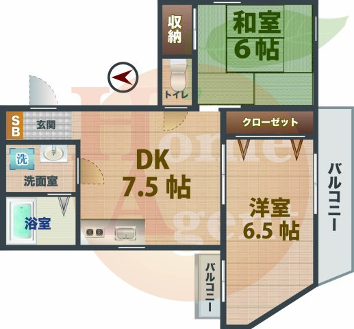 【間取り】 | ペガサス中村 | 2DKのお部屋です。