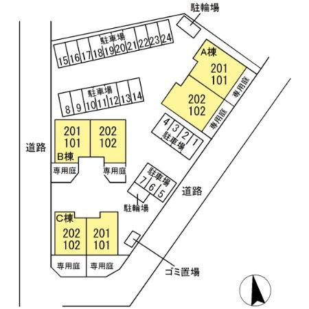 ヴィラージュ学園 Aの区画図