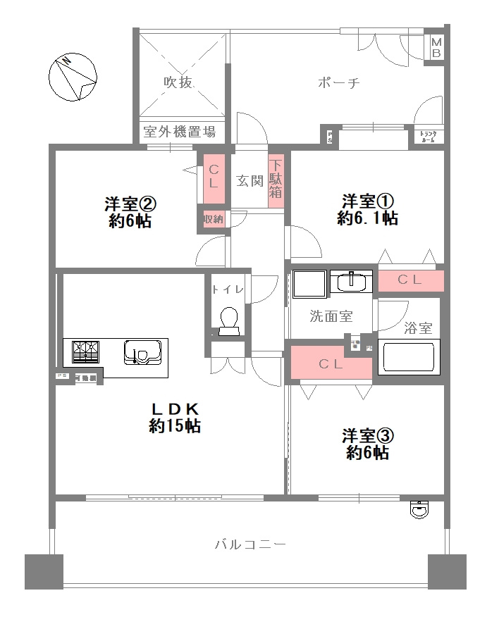 ルネペアズシティの間取り|※現況と図面が異なる場合現況を優先いたします。