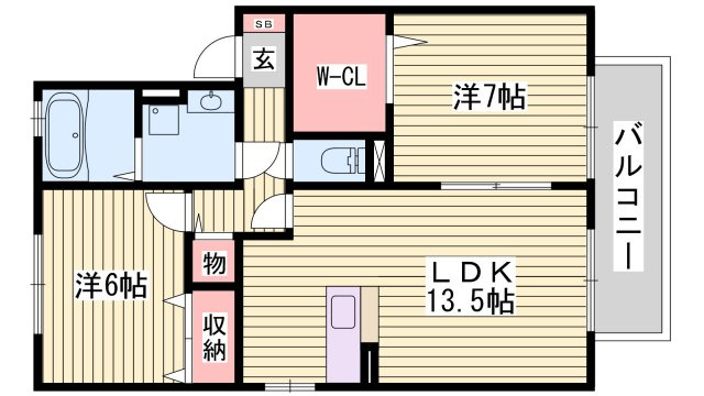 グレイスシャトル山口　Aの間取り
