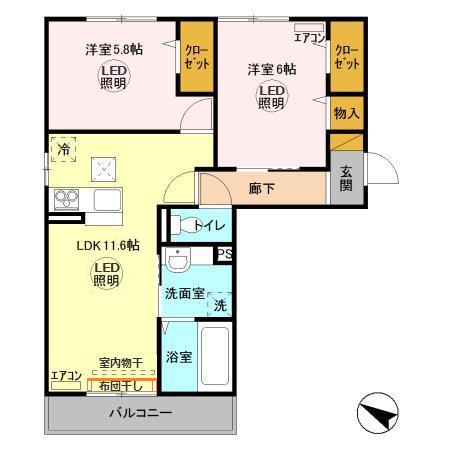 ヴィルヌーブみどりのの間取り