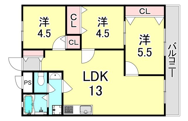 買出人センターマンションの間取り